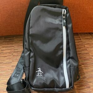 Original Penguin Black and White Messenger Bag